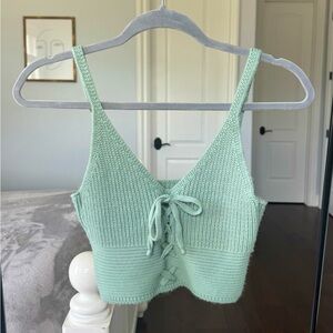 Sage Green Knitted Crop Top